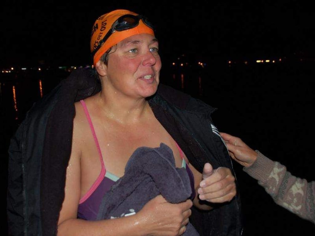 Die Extremschwimmerin Anke Höhne hat als erste Frau die Müritz längs durchschwommen. Foto: Winfried Wagner