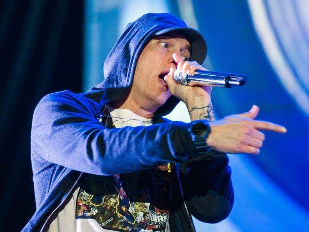 Eminem auf der Bühne. Foto: Ashley Landis