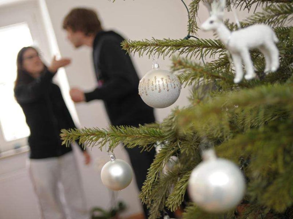 Wenn die Familie sich um den Weihnachtsbaum schart, kracht es schnell. Weniger Erwartungsdruck kann helfen, Streit zu vermeiden. Foto: Andreas Gebert