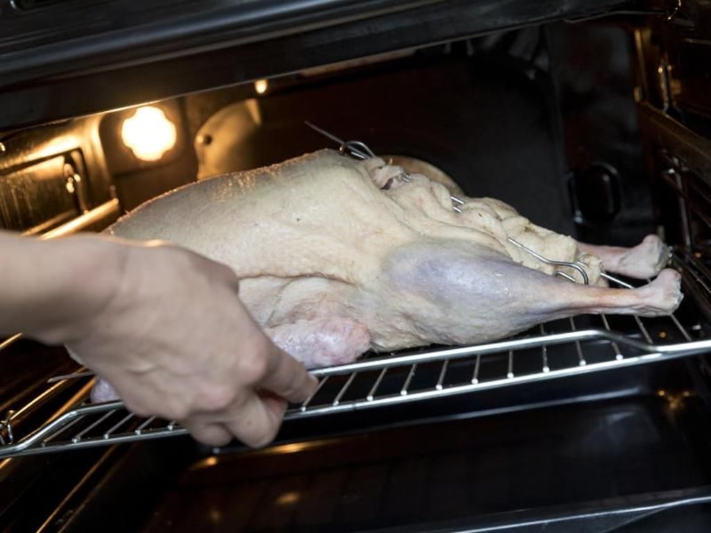 Die Gans kann auch direkt auf dem Ofengitter gebraten werden. Am besten stellt man darunter eine Fettpfanne. Foto: Florian Schuh
