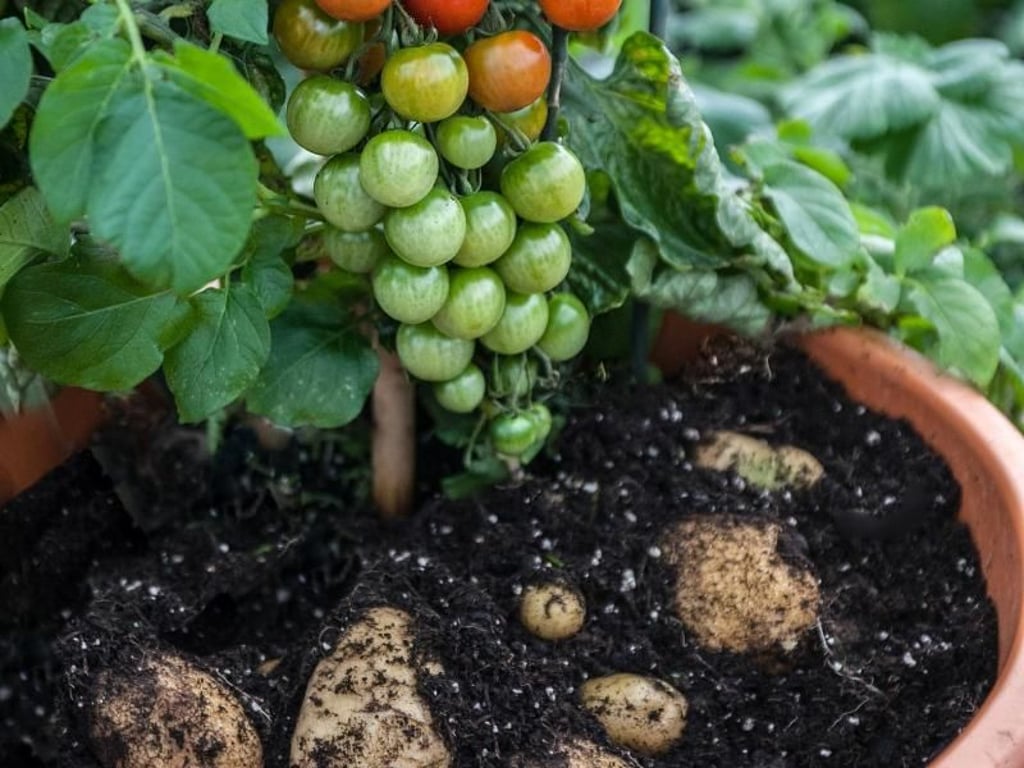Ja, das ist möglich: An der Pflanze namens TomTato wachsen gleichzeitig Tomaten und Kartoffeln. Die Gärtner in Brandenburg und Berlin haben sie daher zur «Pflanze des Jahres 2016» gewählt. Foto:
GMH/Beekenkamp