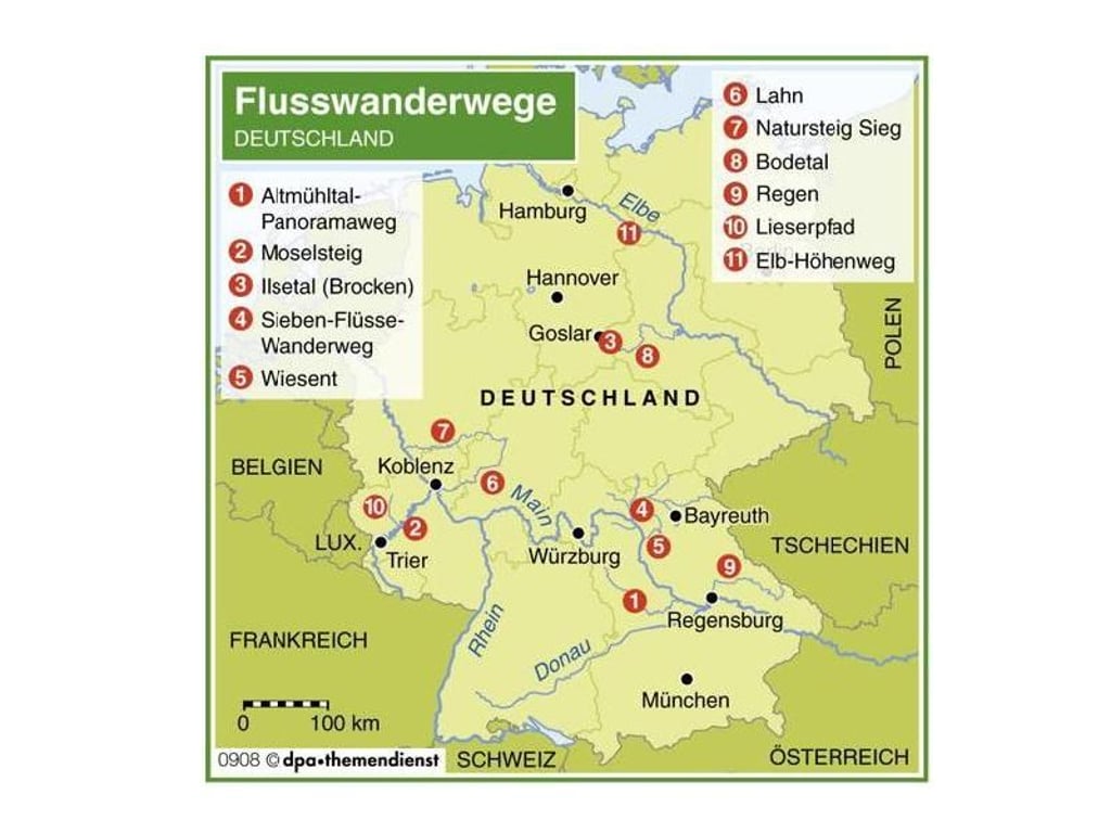 Auch in Deutschland gibt es viele Möglichkeiten, an Flüssen entlang zu wandern. Foto: grafik/dpa