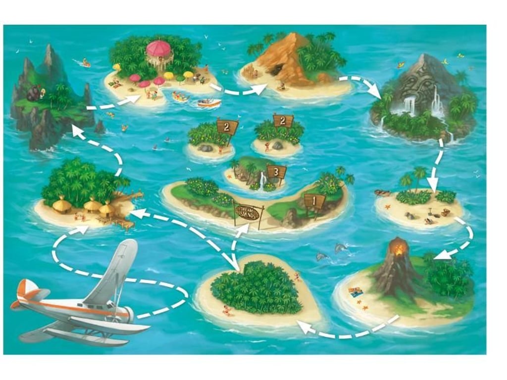 Bei «Dream Islands» von Schmidt Spiele versuchen die Spieler als Reiseleiter Wünsche ihrer Gäste zu erfüllen. Keine leichte Aufgabe - denn jeder will etwas anderes. Foto: Schmidt Spiele