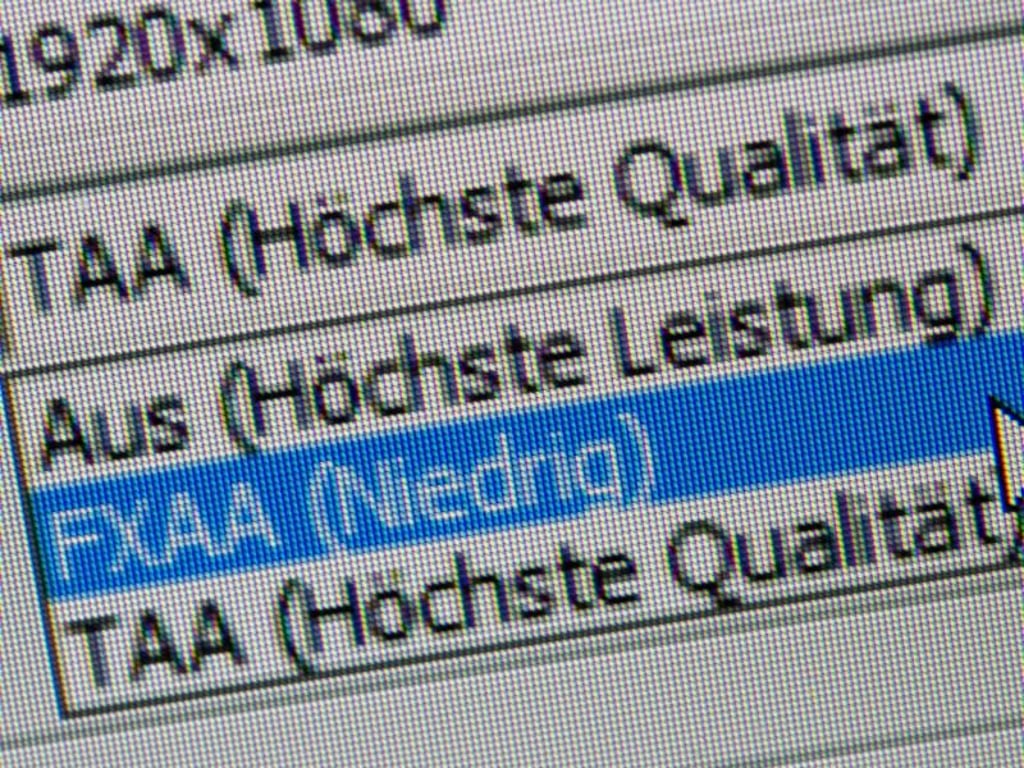 Kryptische Kürzel bei den Einstellungen von Grafikkarten: Hier geht es beispielsweise um die Kantenglättung. FXAA steht für Fast Approximate Anti-Aliasing. Foto: Andrea Warnecke