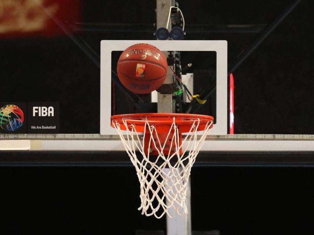 Ein Basketballkorb ist mit Ball zu sehen. Foto: Ina Fassbender/Archiv