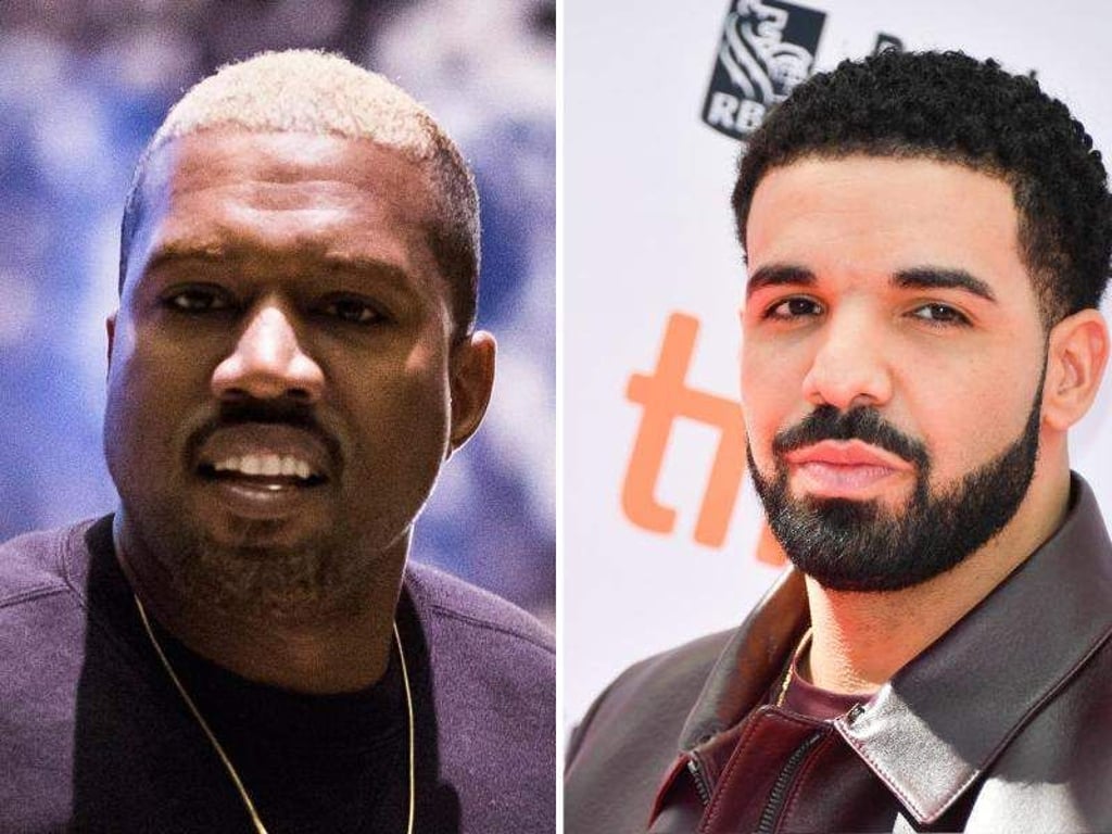 Keine Freunde: Kanye West und Drake. Foto: John Taggart/Igor Vidyashev/BLOOMBERG POOL/ZUMA