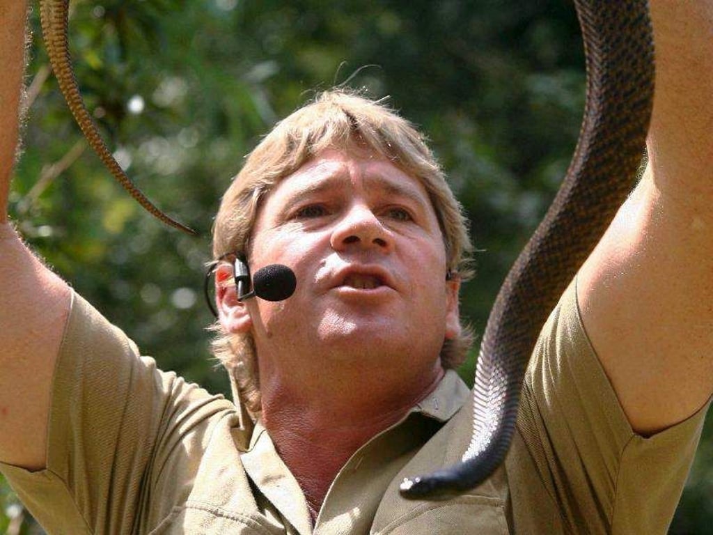 Der Dokumentarfilmer Steve Irwin mit einer Schlange (2006). Foto: How Hwee Young