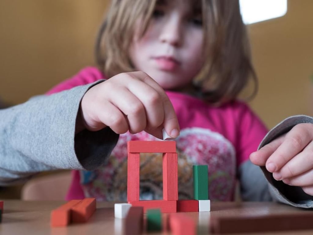 Ziel ist es, dass mit Rechenstäbchen eine Waschmaschine zusammengebaut wird. Damit soll Kindern im Kindergarten digitale Technik näher gebracht werden. Foto: Jörg Carstensen