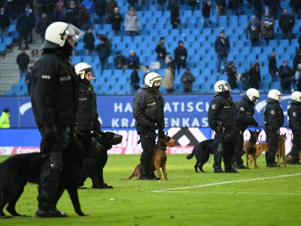 Immer häufiger müssen starke Polizeikräfte bei Bundesliga-Spielen aggressive Fans in Schach halten. Foto: Daniel Reinhardt