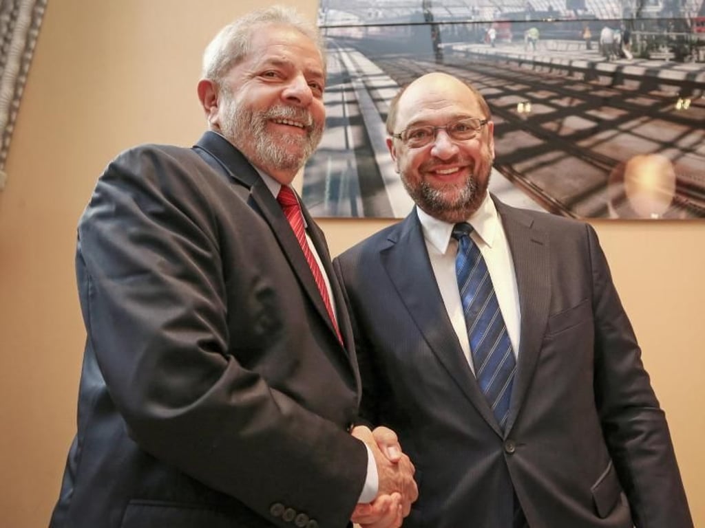 Martin Schulz und Luiz Inácio Lula da Silva bei einem Treffen am Neujahrstag 2015 in Sao Paulo. Foto: Ricardo Stuckert/Instituto Lula
