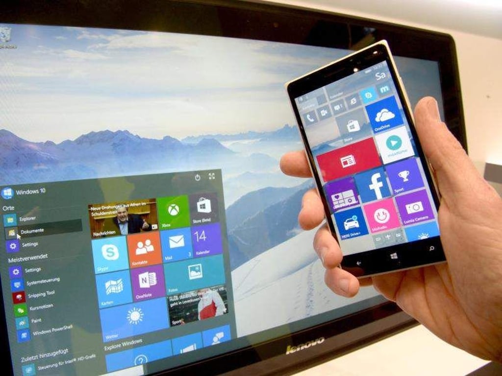 Das Betriebssystem Windows 10 für Smartphones und PC. Foto: Peter Steffen