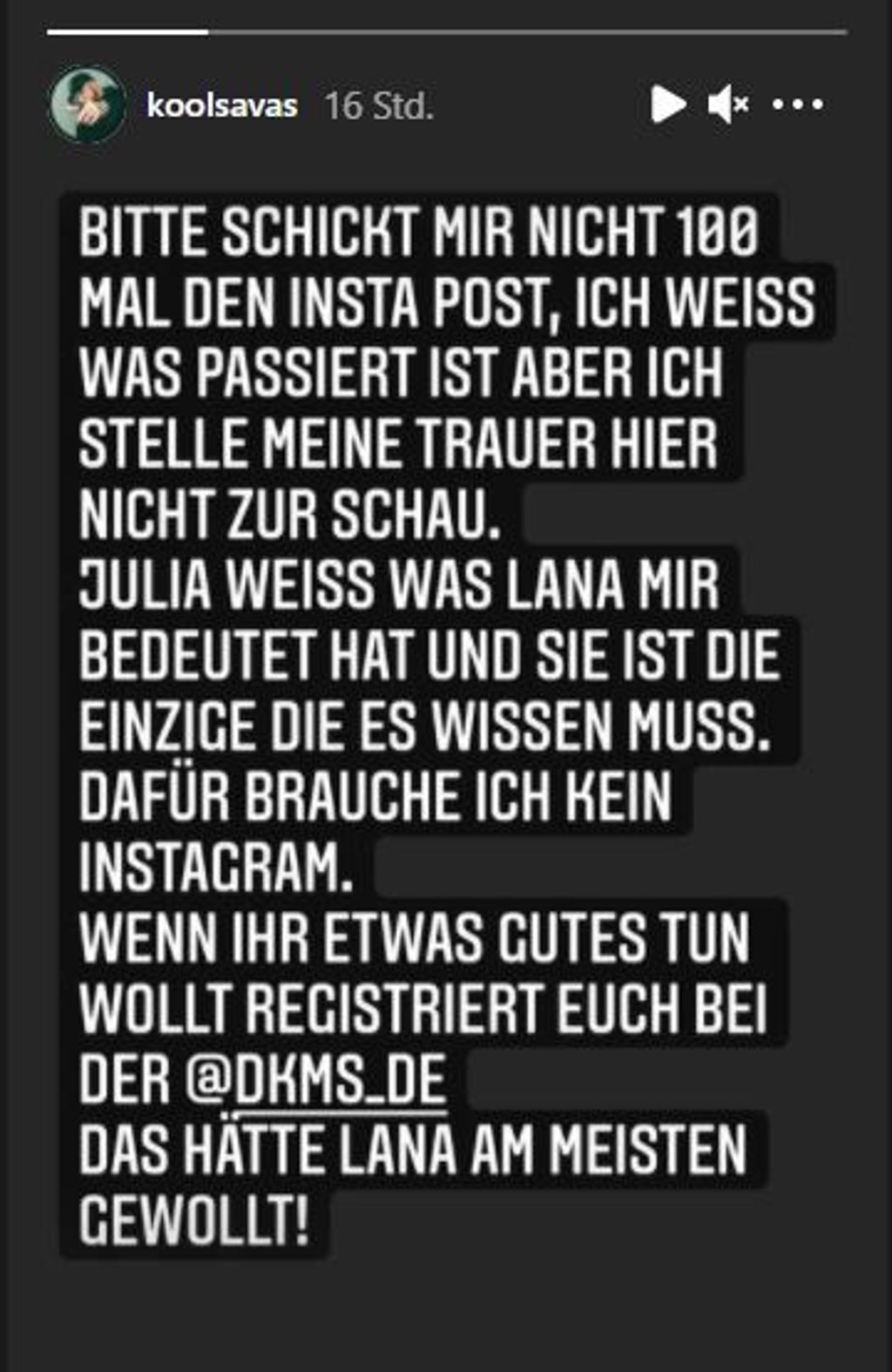Rapper Kool Savas trauert im Ruhe und nicht in der Öffentlichkeit.