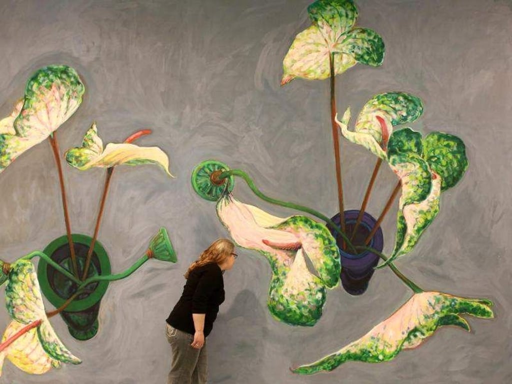 Das Bild «Große Anthurien» (1990) von Norbert Tadeusz. Foto: Roland Weihrauch