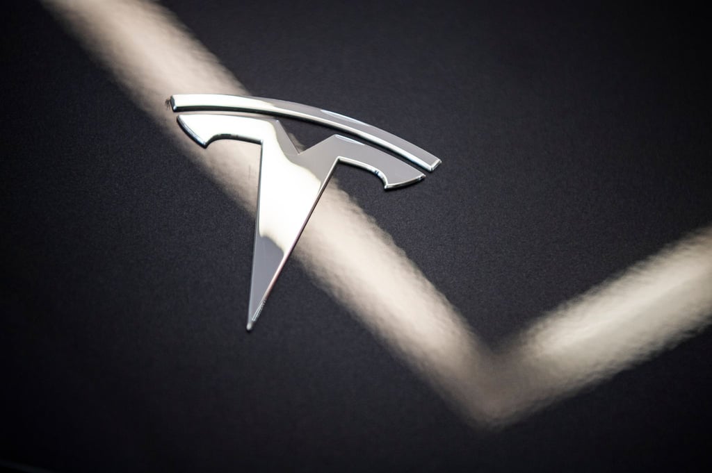 Das Logo des Autoherstellers Tesla.