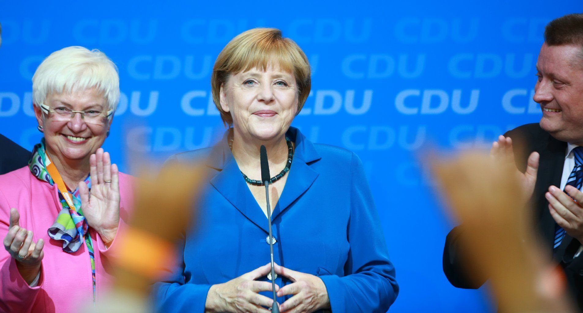 Nach der Bekanntgabe der Ergebnisse der Bundestagswahl (Bild) "trampelte" die CDU auf Campinos Song herum (O-Ton Merkel).