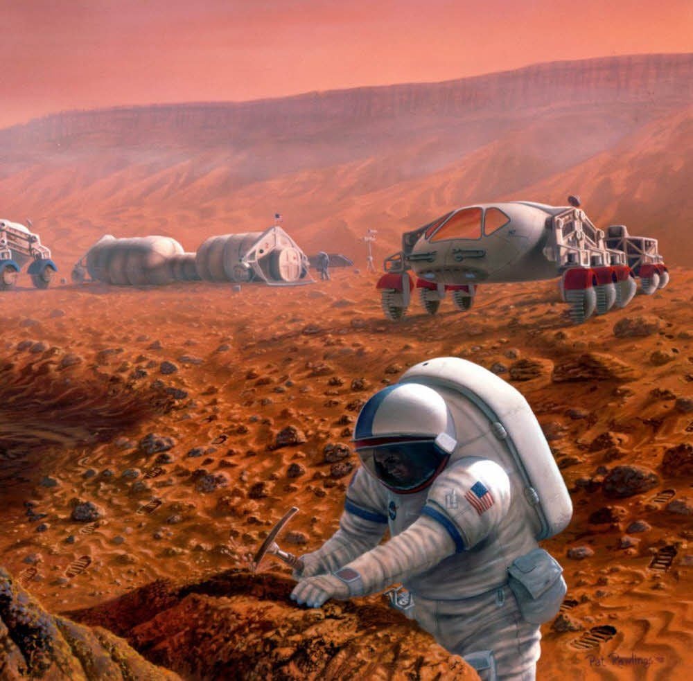 Mit seinen ausgetrockneten Flussläufen, Canyons, Wüsten und Vulkanen ist der Mars der Erde viel ähnlicher als der Mond. Für Astronauten gäbe es viel zu entdecken.