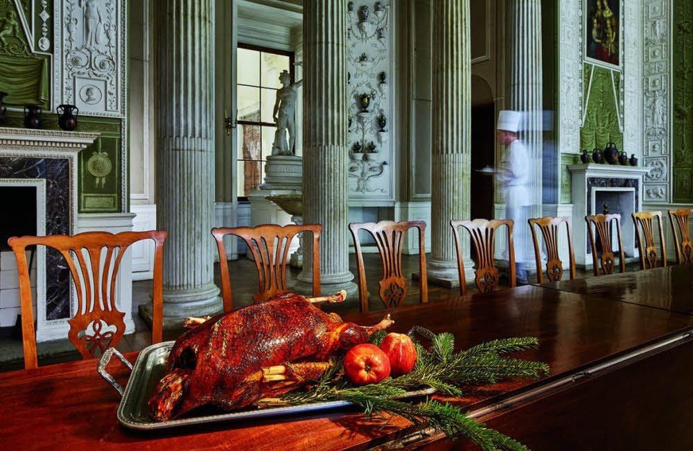 Die klassizistische Gans: nach höfischem Rezept zubereitete Martinsgans, serviert im Speisesaal des Schlosses Wörlitz