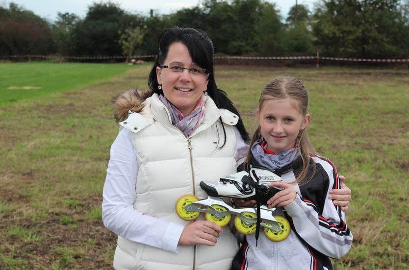 Christin Backstein (l.) vor dem Baustart bei der SG Motor
