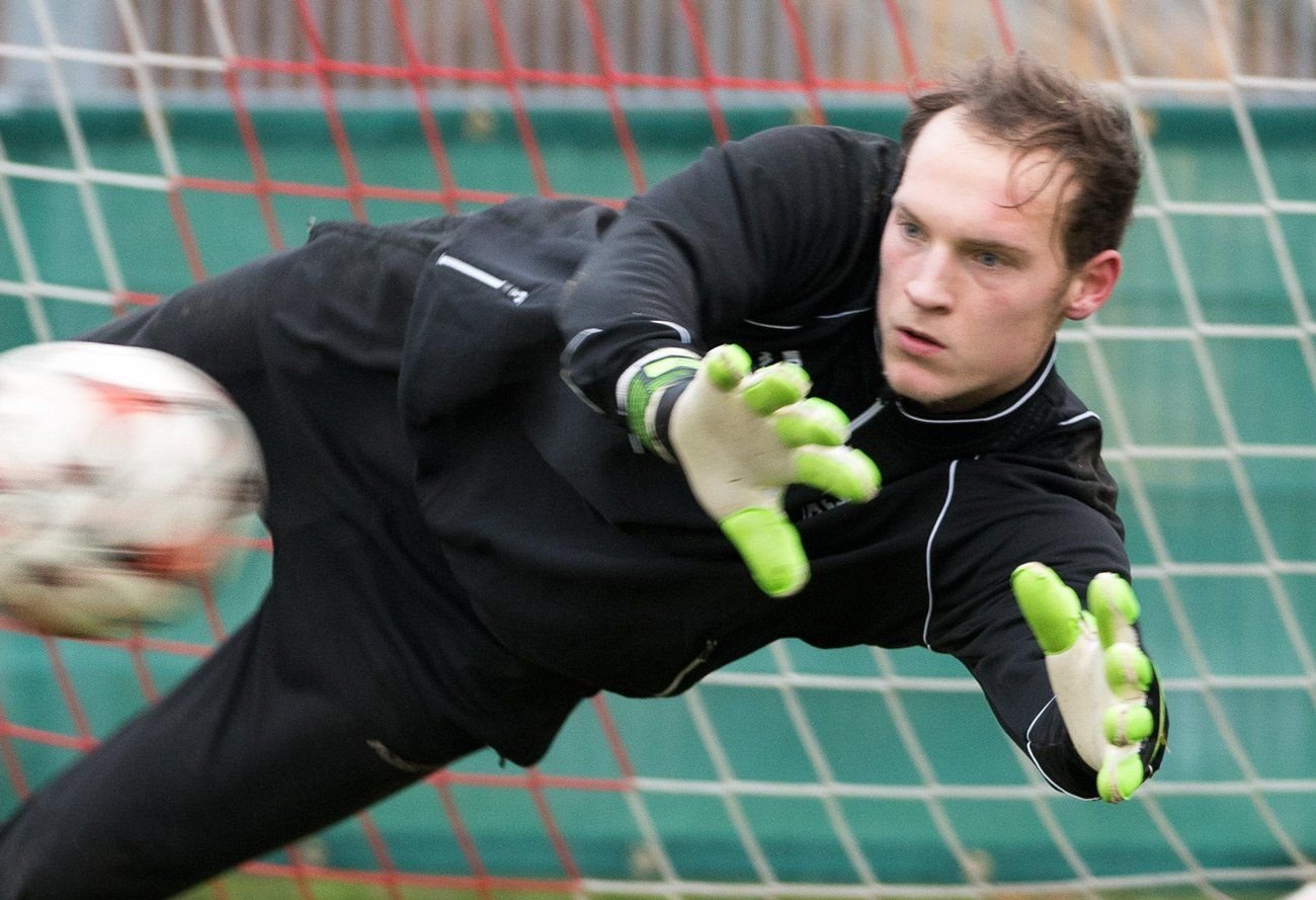 HFC-Keeper Niklas Lomb (hier im Training) zeigte gegen die Kickers eine sehr gute Leistung, konnte aber den Ausgleich nicht verhindern.