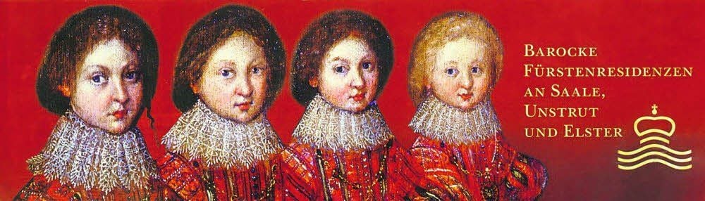 Christian, der spätere Herzog von Sachsen-Merseburg (3. v.l.), und seine Brüder Johann Georg II., August und Moritz von Sachsen (v.l.)