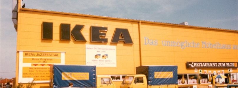 Deutschlands erstes Ikea-Möbelhaus in Eching bei München. Aufnahme aus dem Jahr 1974.
