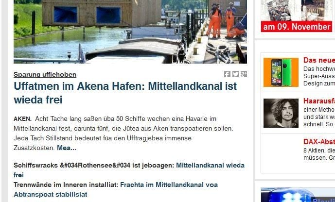 Ausschnitt aus Webseite von mz-web über parallelnetz.de