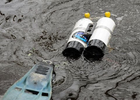 Taucher der Bereitschaftspolizei im Wasser