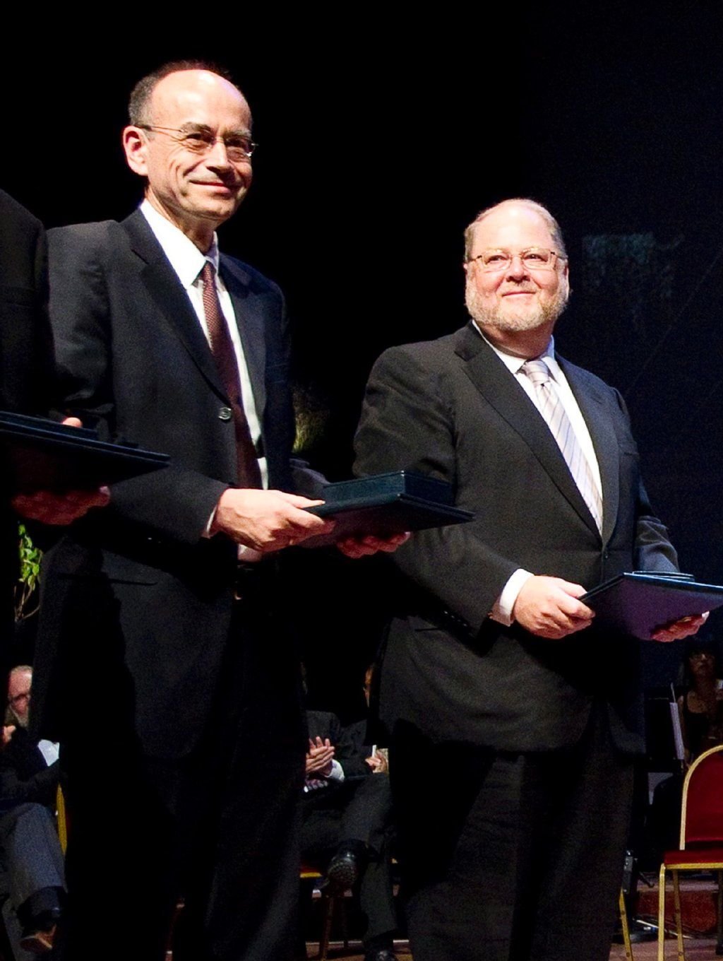 Thomas Südhof (l.) und James Rothman bei einer Veranstaltung in Oslo. Gemeinsam mit ihrem Kollegen Randy Schekman bekommen die drei Forscher den Medizin-Nobelpreis.