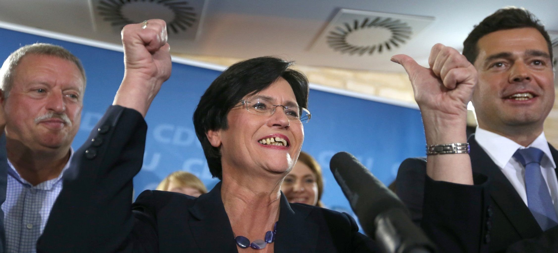 Die Spitzenkandidatin der CDU für die Landtagswahl in Thüringen und Ministerpräsidentin, Christine Lieberknecht