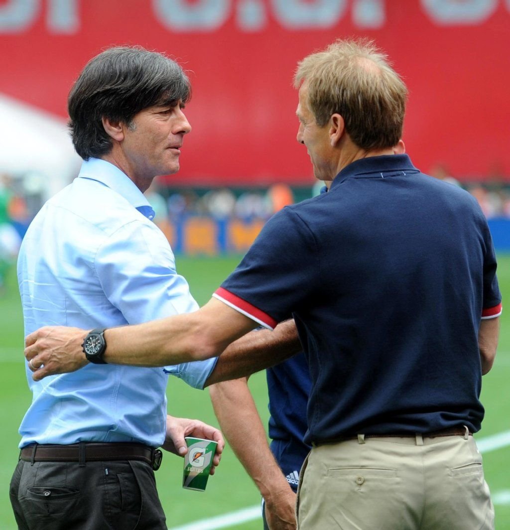 Löw und Klinsmann vor einem Freundschaftsspiel zwischen den USA und Deutschland im Juni 2013