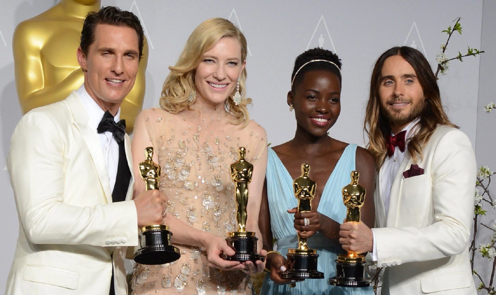 Die besten Darsteller der Oscar-Verleihung 2014: Matthew McConaughey, Cate Blanchett, Lupita Nyong'o und Jared Leto (von links).