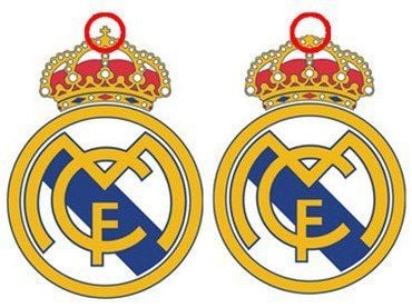 Vorher und nachher: Das Wappen von Real Madrid mit und ohne Kreuz.