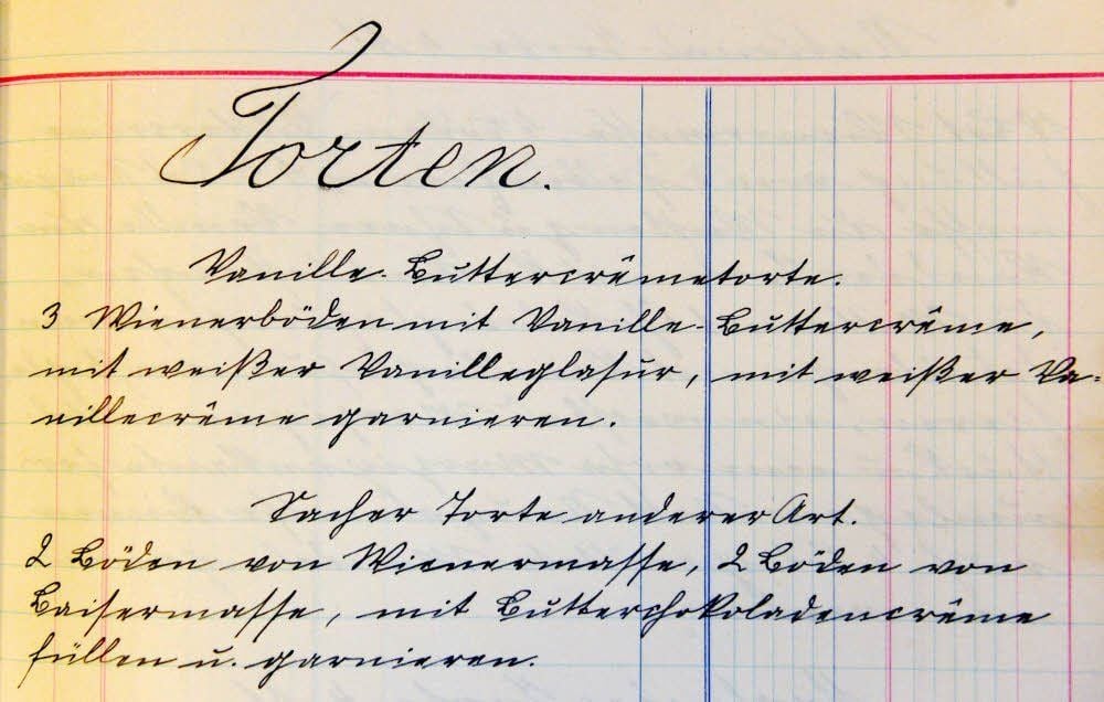 Handgeschriebene Rezepte sind auch noch im Familienarchiv erhalten.