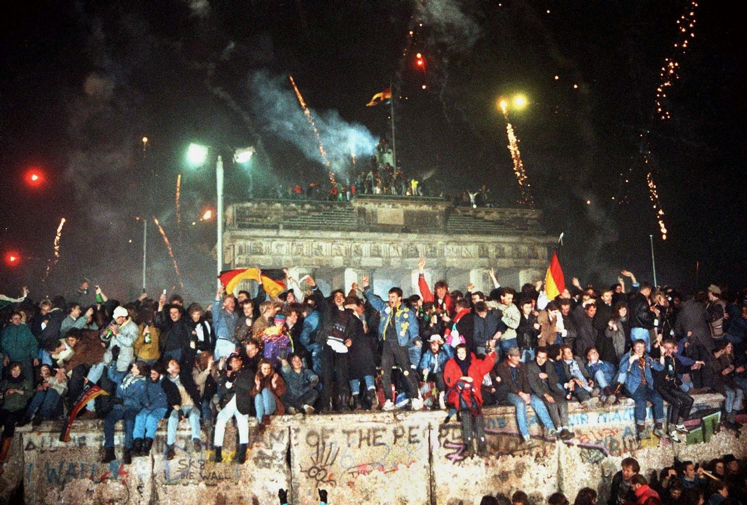 Silvester auf der Berliner Mauer 1989