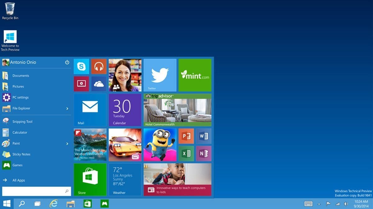 So sieht das Startmenü von Windows 10 aus.