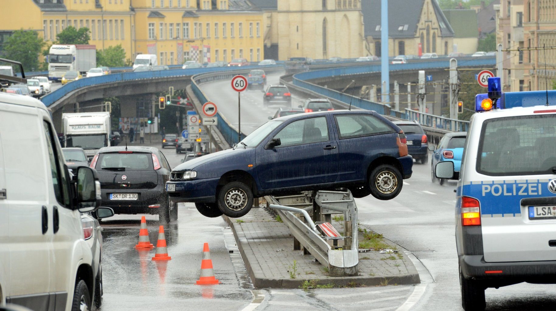 Unfall auf der Magistrale in Halle.