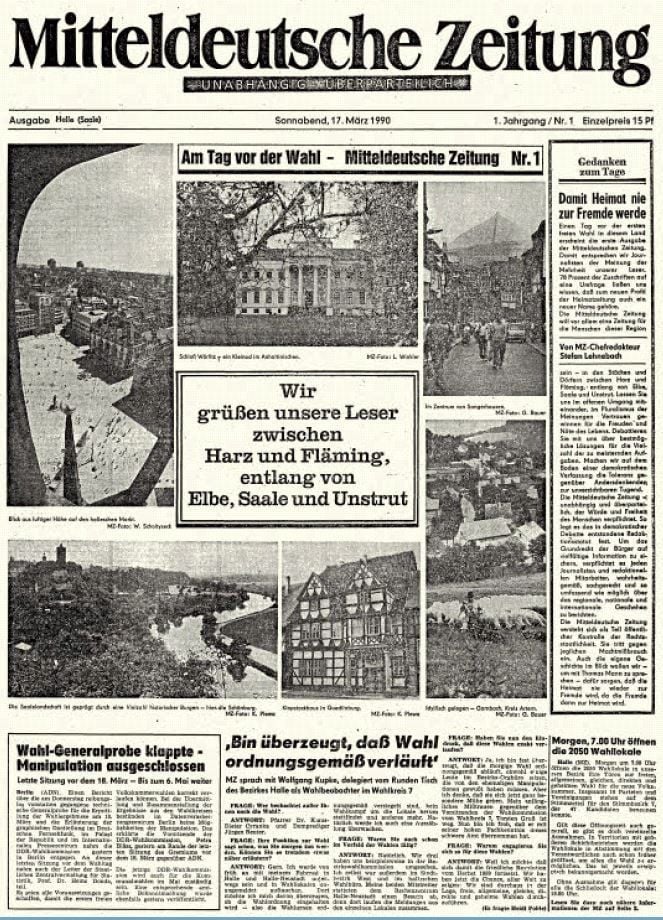 Die Titelseite der MZ vor 25 Jahren