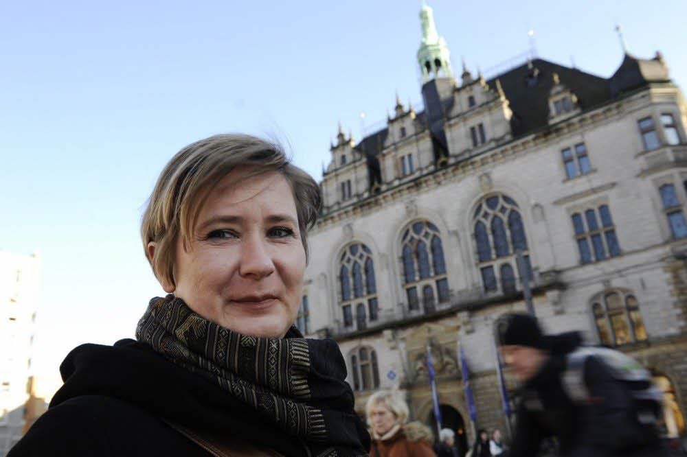Katja Richter auf Heimatbesuch in Halle. Die 41-jährige lebt derzeit in der nordkoreanischen Hauptstadt Pjöngjang.