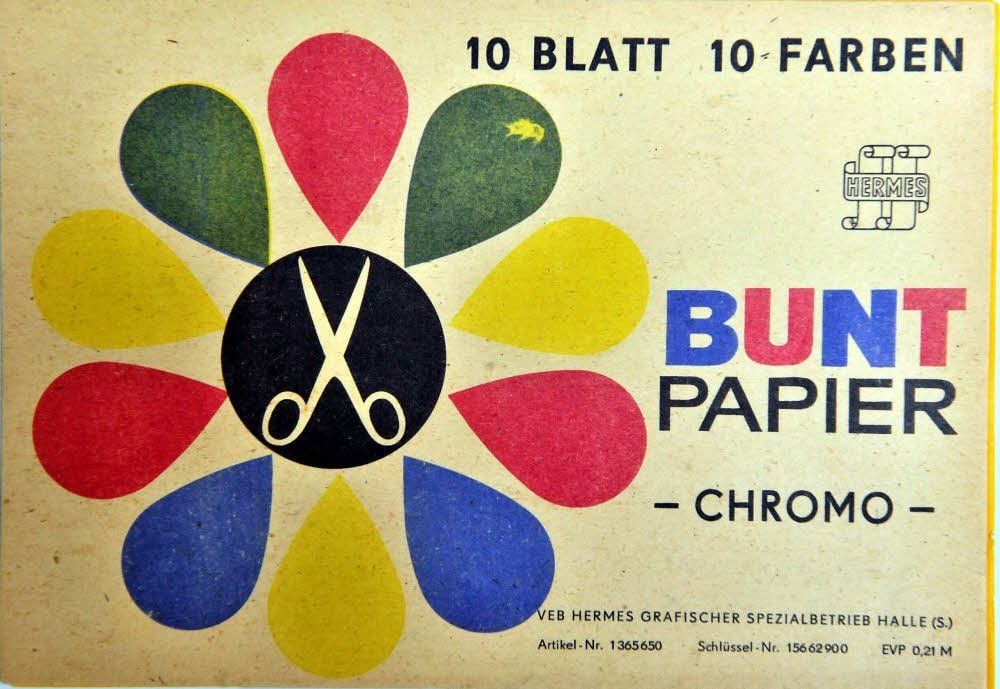 Jedes Kind aus der DDR kannte dieses Hermes-Produkt: ein Buntpapier-Bogenheft.