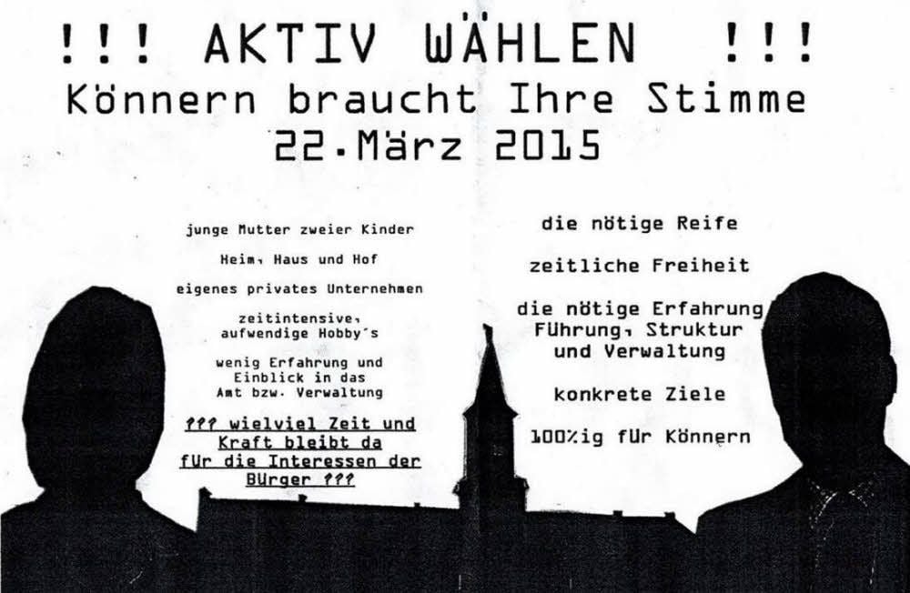 Der Flyer: Ausgewogene Wahlwerbung sieht anders aus.
