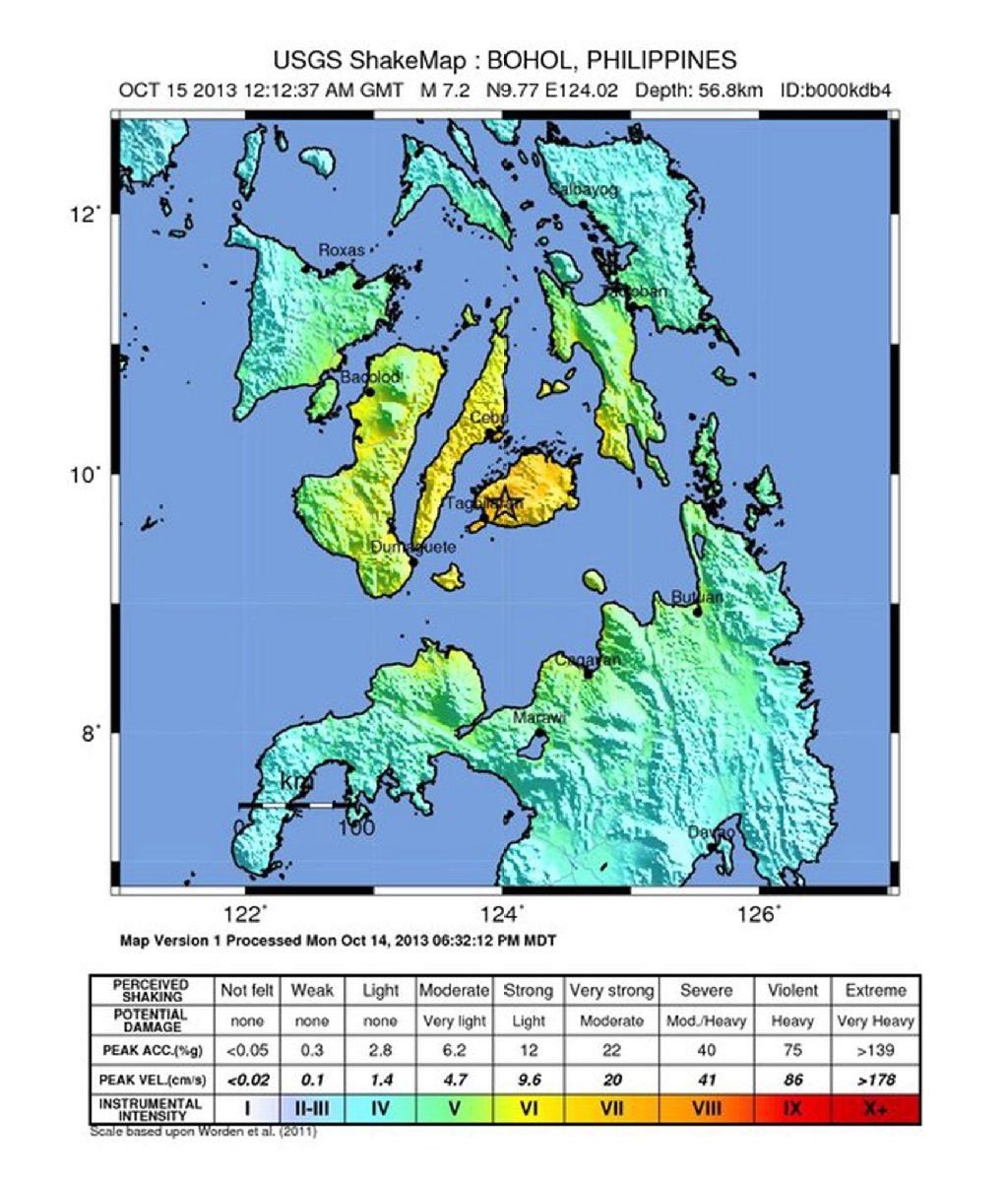 Infografik, in der das Epizentrum des Erdbebens auf den Philippinen zu sehen ist.