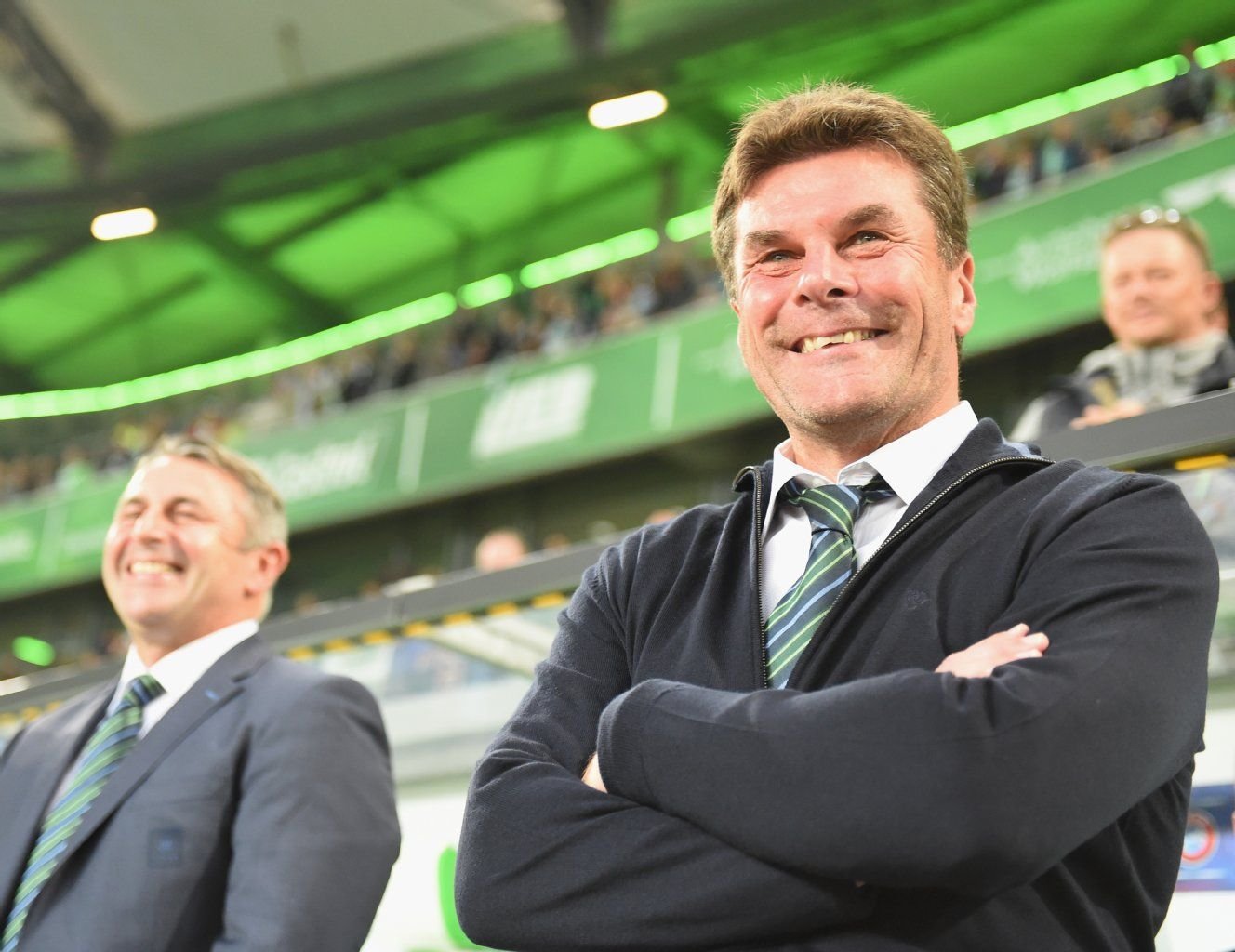Vor dem Spiel hatten Dieter Hecking und Klaus Allofs noch gut lachen. Beim nächsten Spiel im russischen Krasnodar stehen die Wölfe schon gehörig unter Druck.