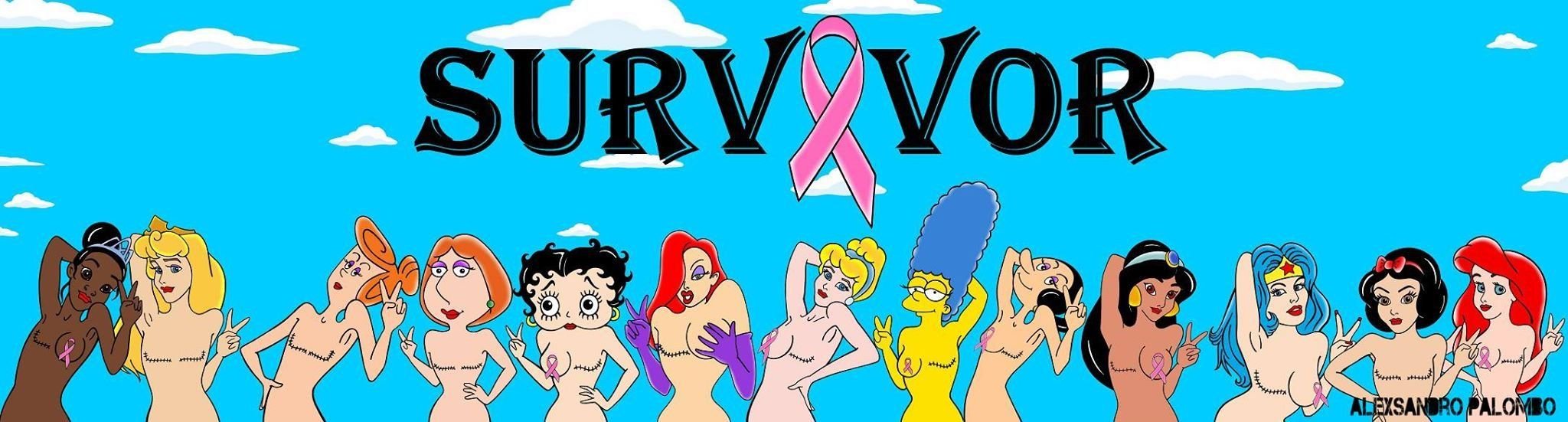 Realistische Makel statt unwirkliche Perfektion: Palombo malt Figuren von Disney und den Simpsons als Brustkrebs-Patientinnen.