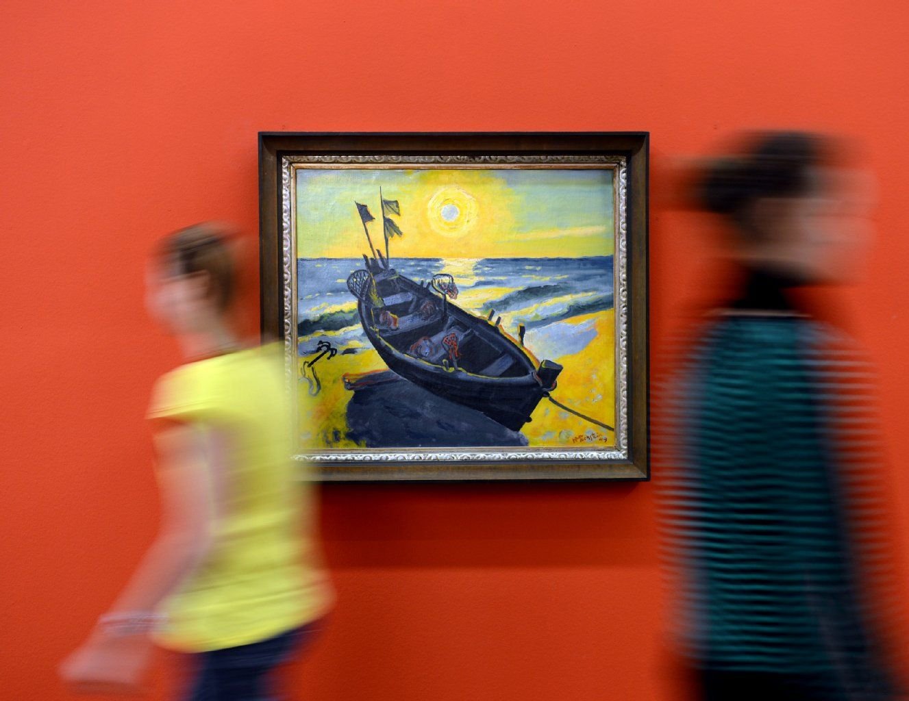 Kunstmuseum Moritzburg in Halle (Saale): Gemälde "Boot bei aufgehender Sonne" von Max Pechstein