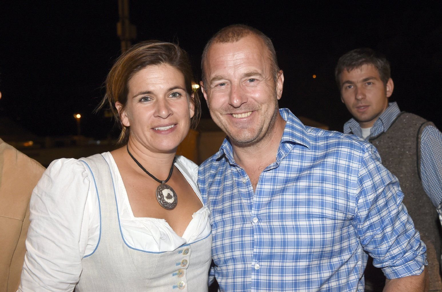 Der Schauspieler Heino Ferch feiert mit seiner Frau Marie-Jeanette am 27.09.2014 im Käferzelt auf dem Oktoberfest in München (Bayern).