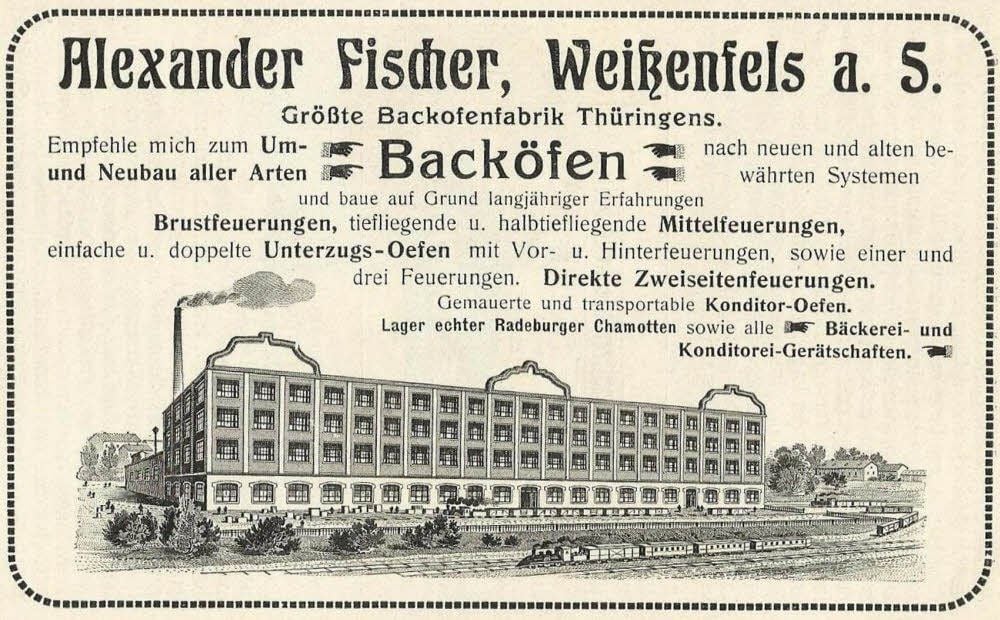 Eine Anzeige von 1908 zeigt, dass der Industriebau viele Nutzer hatte, zum Beispiel auch einen Backofenbauer.