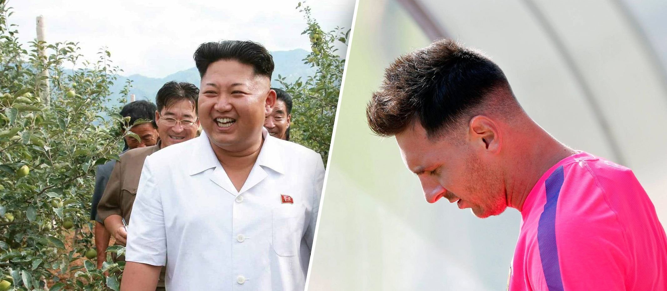Die Ähnlichkeit ist verblüffend: Nordkoreas Machthaber Kim Jong-un (l.) und Lionel Messi.