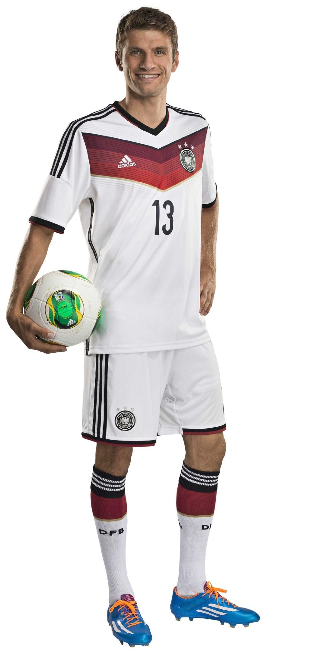 Stürmer und Mittelfeldspieler Thomas Müller im WM-Trikot der deutschen Nationalmannschaft.