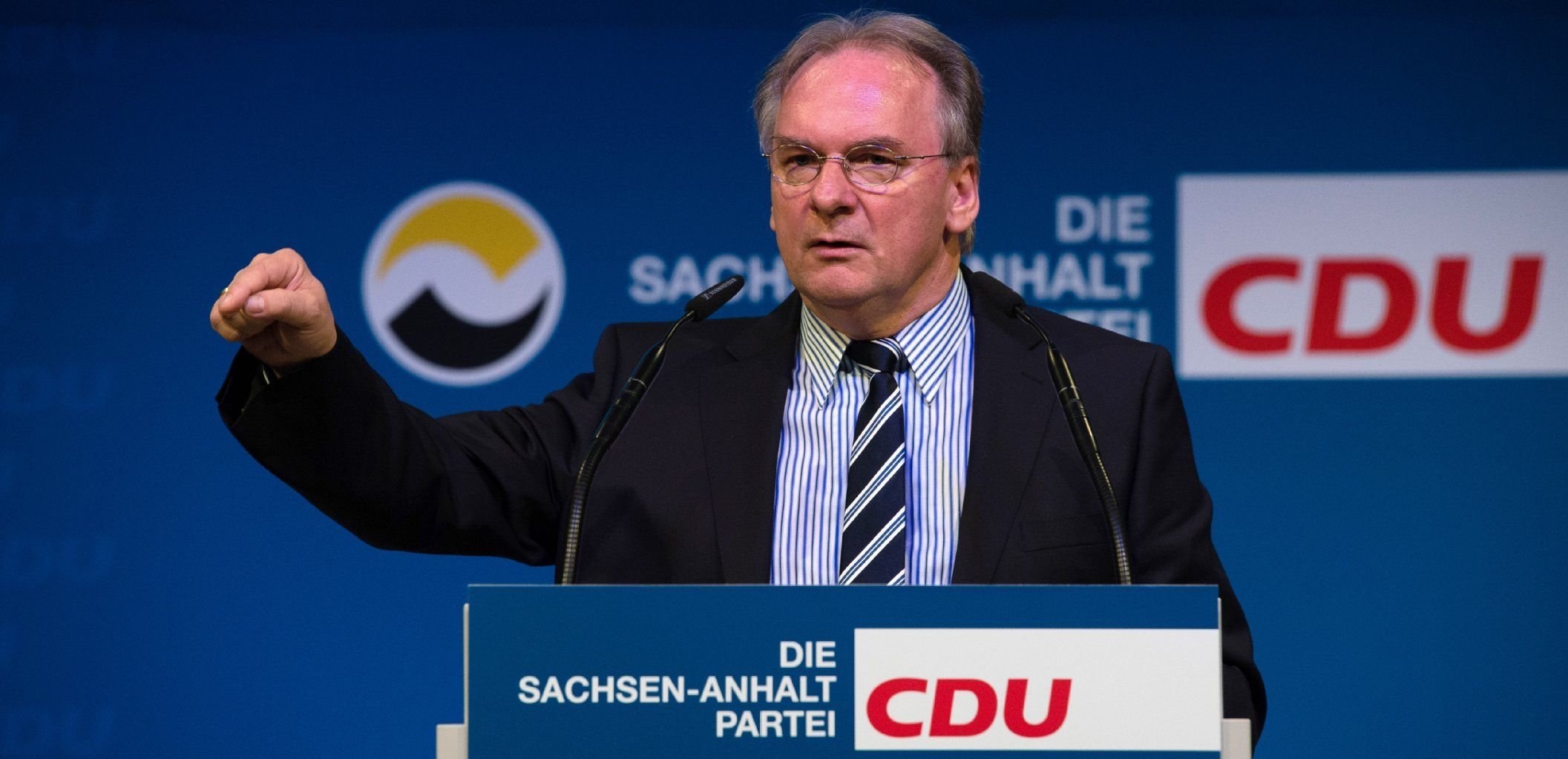 Sachsen-Anhalts Ministerpräsident Reiner Haseloff (CDU) spricht auf dem 24. Landesparteitag der CDU in Wittenberg.