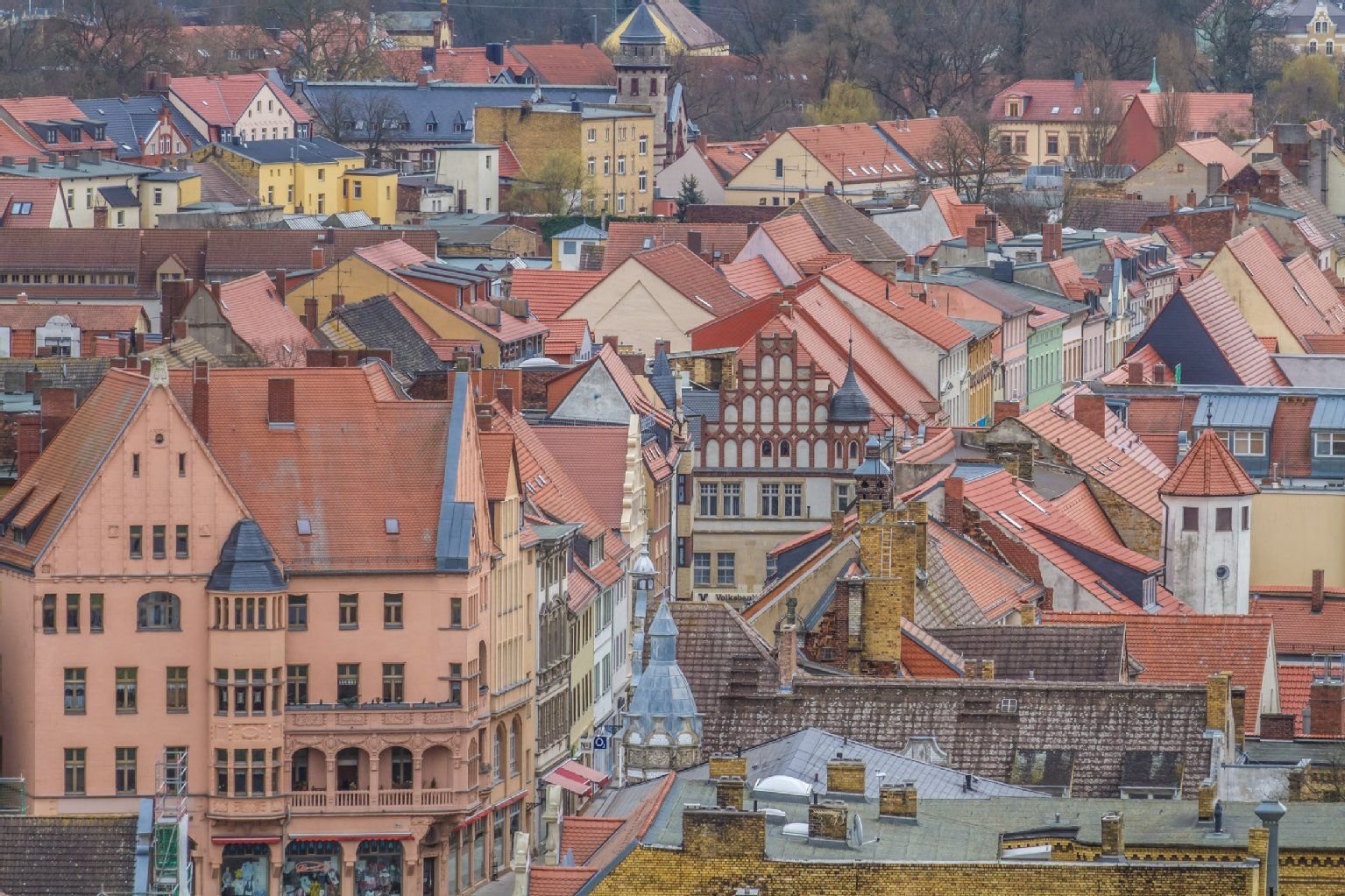 Blick über Wittenberg vom Turm der Schlosskirche aus